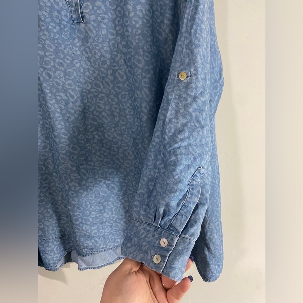 Soft Surroundings - Leopard Print Chambray Blouse - image 3